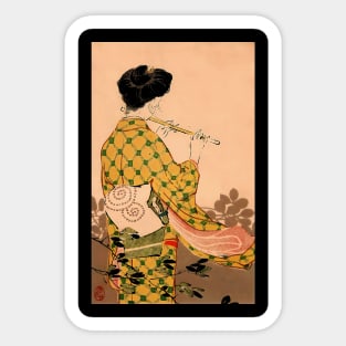 Geisha melody - vintage japanese art Sticker